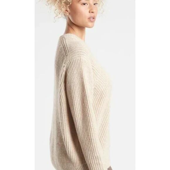 Athleta Crew Sweater Wool Blend Coconut Cascades #632076 Size XS - Picture 2 of 6